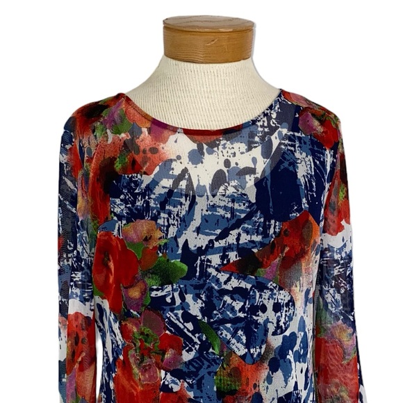 Peck & Peck Med Sheer 3/4 Sleeve, Floral Top with Tank Attached - Picture 3 of 7